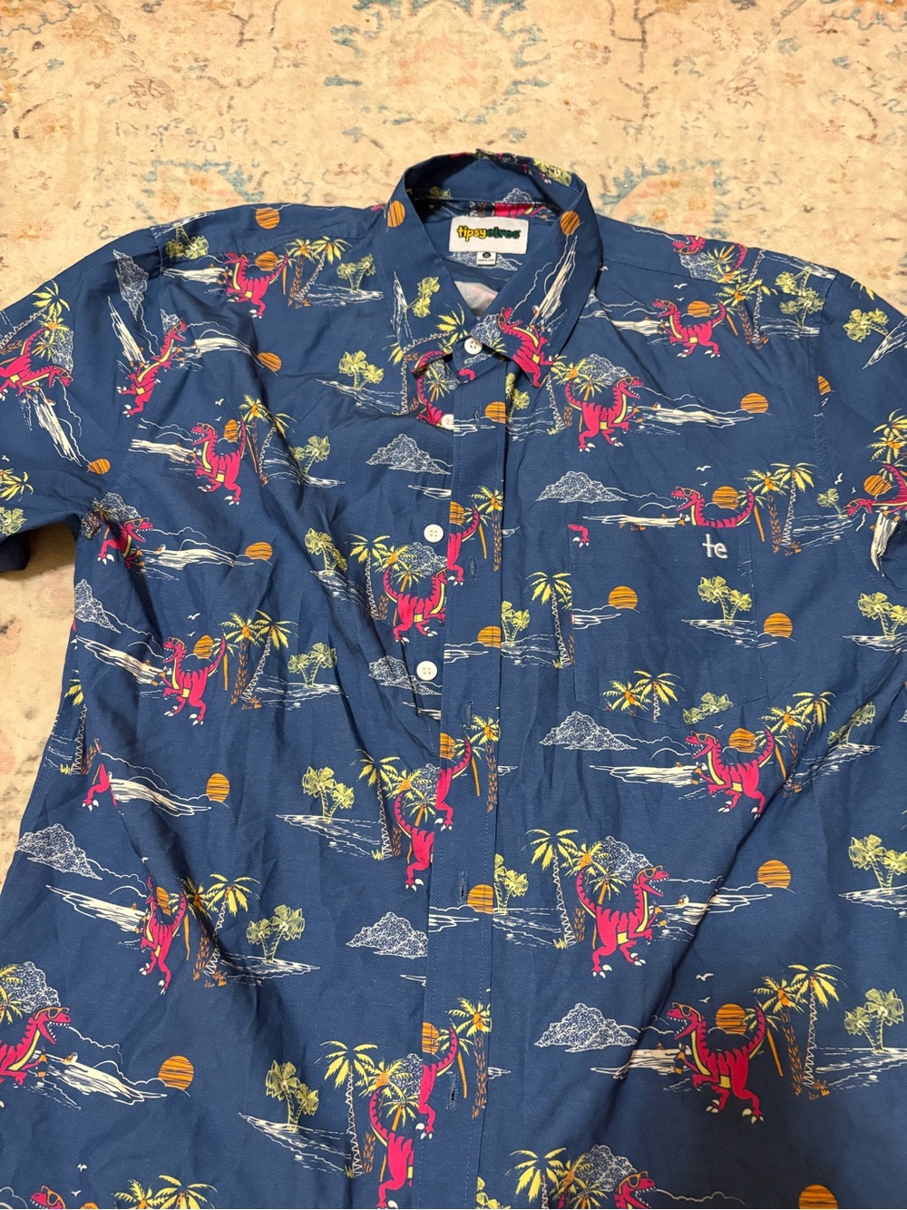 TipsyElves Mens Prehistoric Party Hawaiian Shirt- XL New!!!!